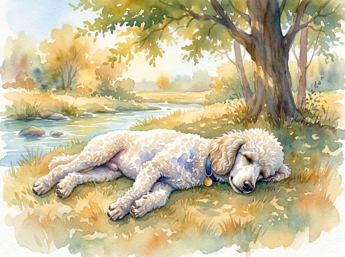 Poodle watercolor calendar month 8